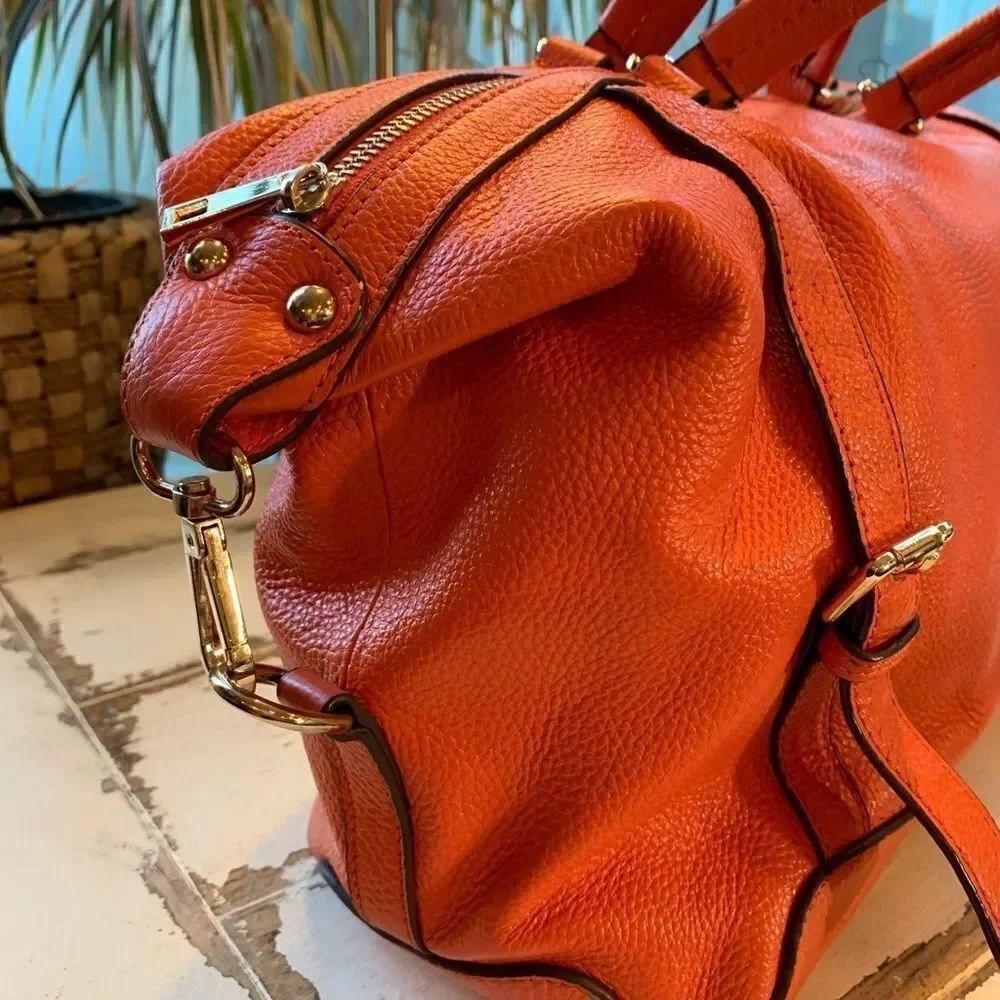 Ora Delphine Orange and Gold leather Purse